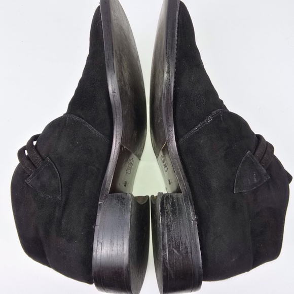 Goffredo Fantini Womens - EU 38 / US 7.5 Black Suede Ankle Boots Silver Buckle - Picture 7 of 13